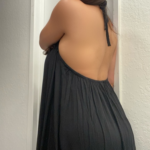 Black Crochet Maxi Halter Dress - Picture 2 of 2